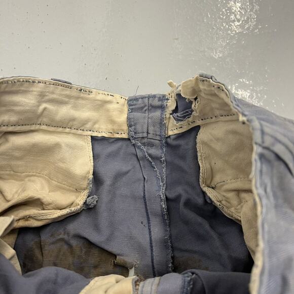 Vintage 50s Blue Sanforized Sail Cloth Workwear Chinos 28x29 - Picture 4 of 6